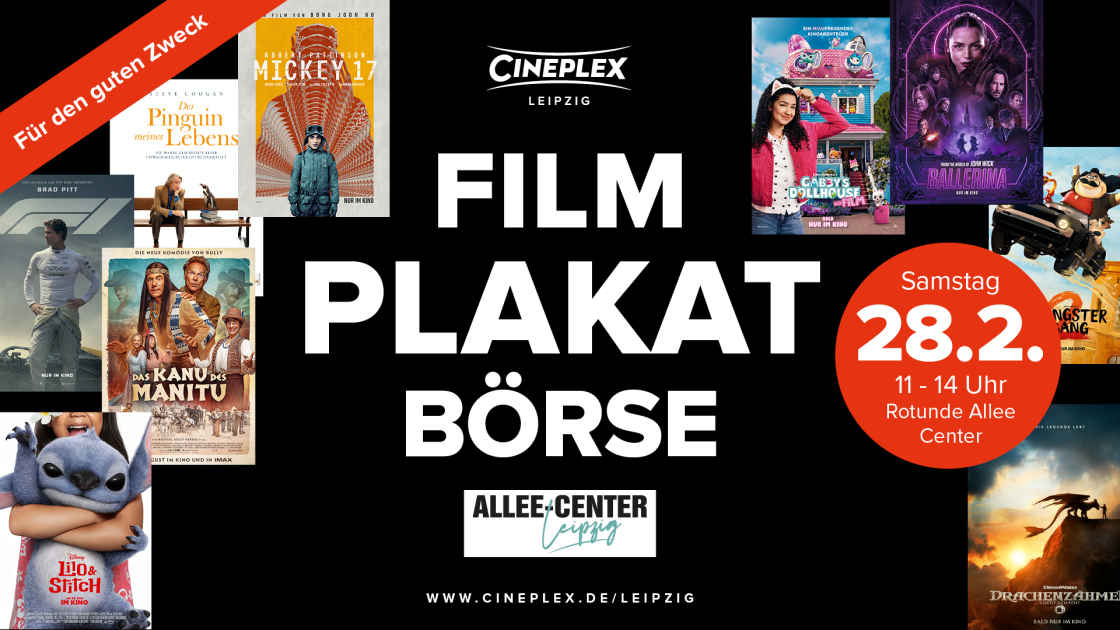 Filmplakatbörse für den guten Zweck wieder am 28.2. |Allee-Center Leipzig und Cineplex Leipzig laden ein