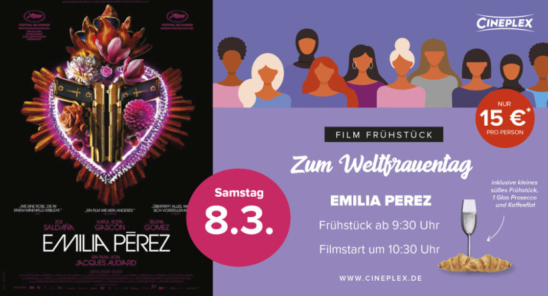 Zum Internationalen Frauentag am 8. März | Filmfrühstück mit EMILIA PÉREZ im Cineplex Leipzig